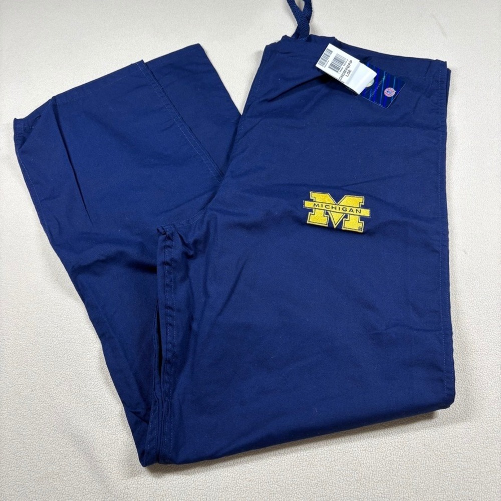 NWT Landau Michigan Wolverines Scrub Pants Navy Blue L